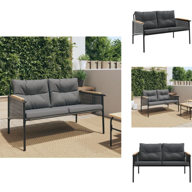 Banc de jardin avec coussins 116 cm noir acier - Banc De Jardin - Bancs De Jardin - Banc - Banc D'extérieur