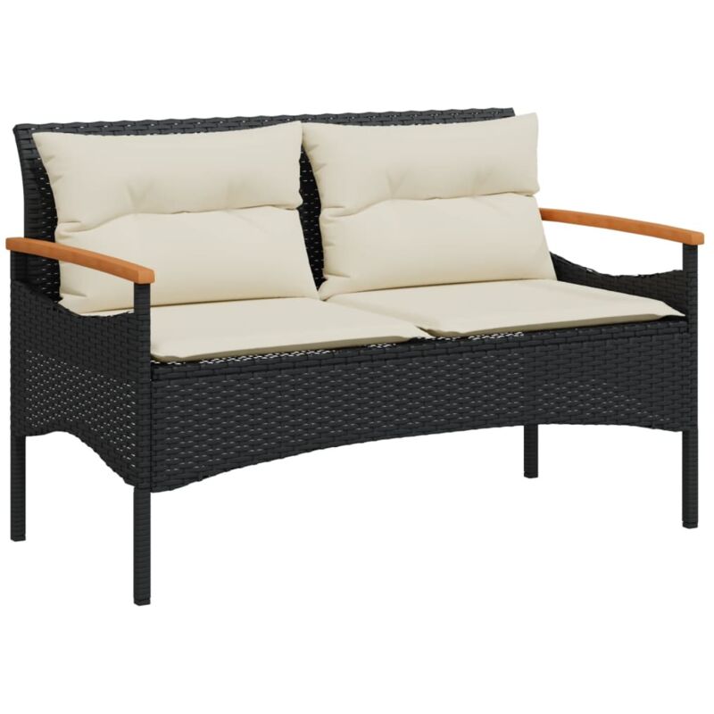 Vidaxl - Banc de jardin avec coussins 116x62,5x74 cm noir résine tressée