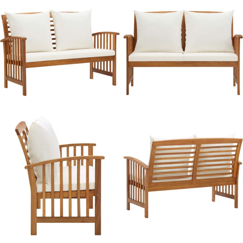 Banc de jardin avec coussins 119 cm Bois solide d'acacia - Banc De Jardin - Mobilier De Jardin - Banc En Bois - Acacia - Coussin - Home & Living