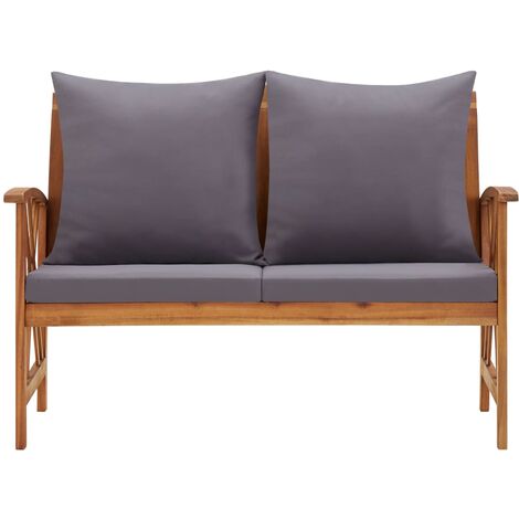 Banc de jardin avec coussins 119cm Bois solide d'acacia