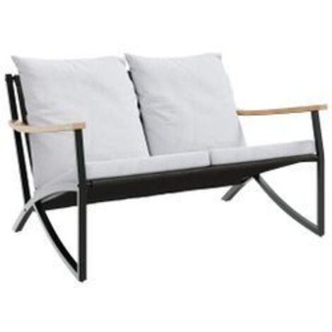 Banc de jardin avec coussins 120cm noir acier