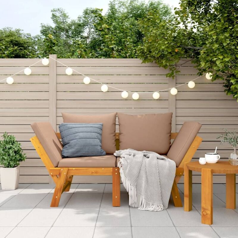 Banc de jardin avec coussins 2 en 1 bois d'acacia massif vidaXL