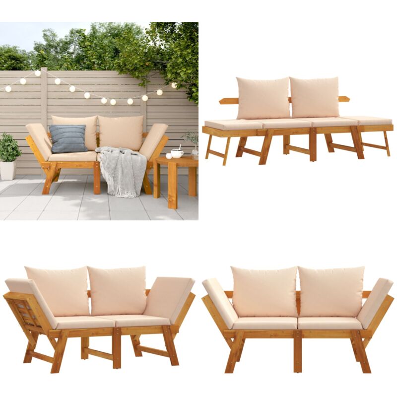 Vidaxl - Banc de jardin avec coussins 2 en 1 bois d'acacia massif - Banc De Jardin - Meuble De Jardin - Siège De Jardin - Banc Pliable - Chaise