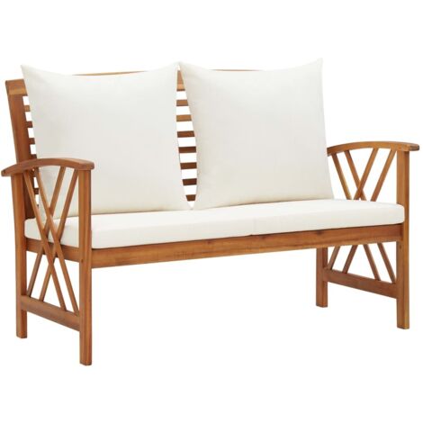 Banc de jardin avec coussins-Banquette de jardin 119 cm Bois solide d'acacia 155362