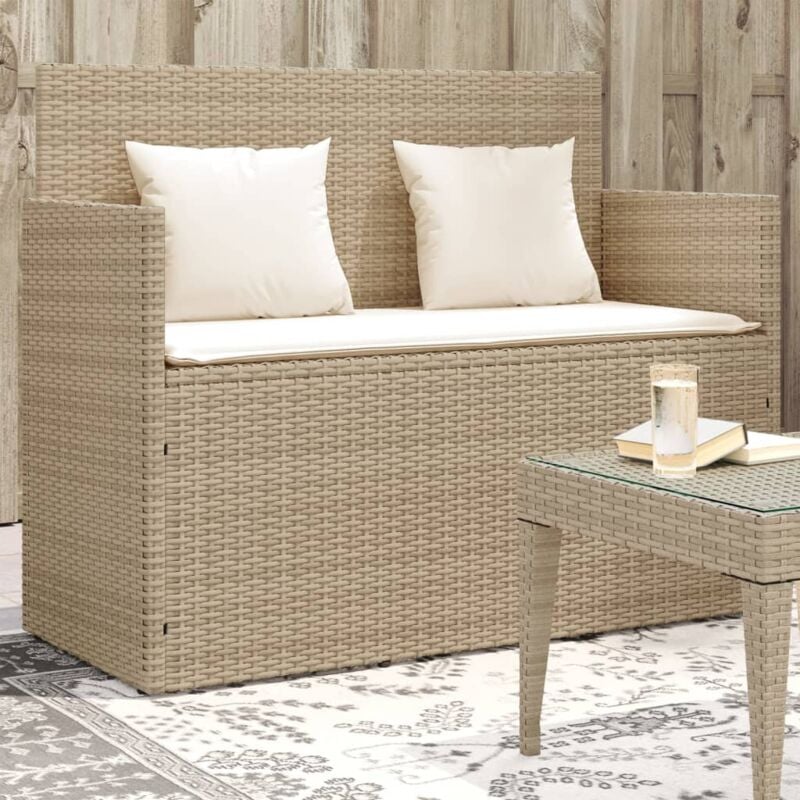 Vidaxl - Banc de jardin avec coussins beige résine tressée