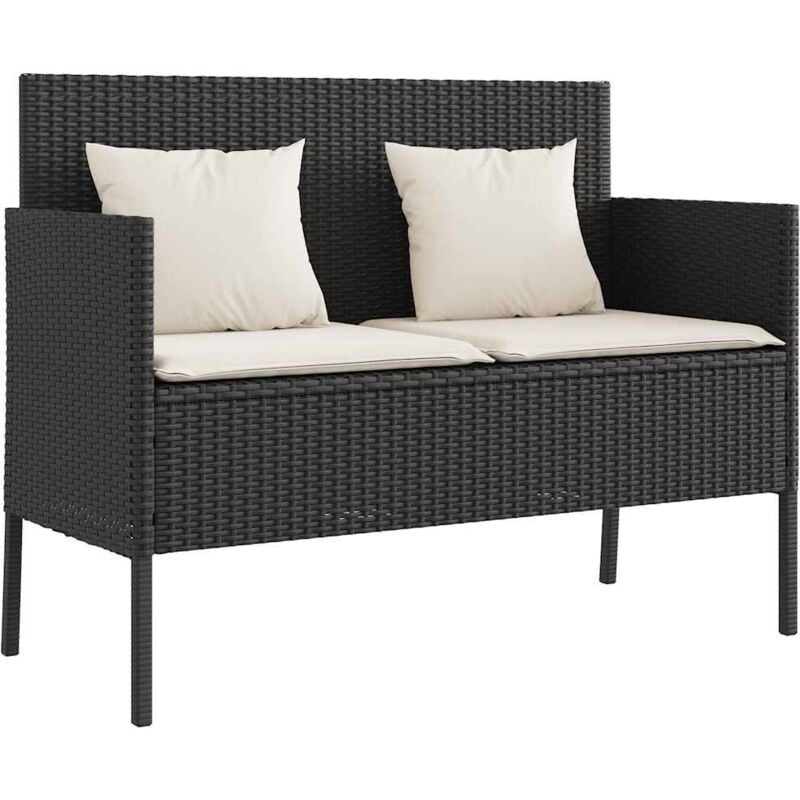 vidaXL Banc de jardin avec coussins noir résine tressée