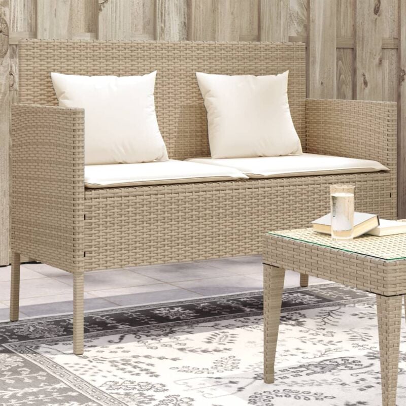 Banc de jardin avec coussins beige résine tressée vidaXL