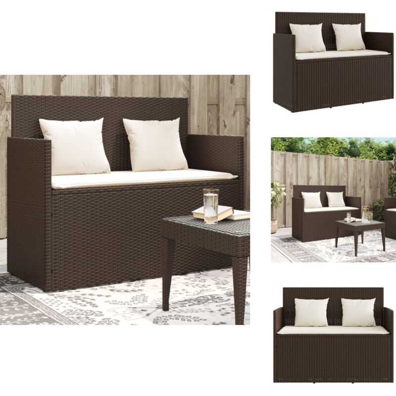 Vidaxl - Banc de jardin avec coussins marron résine tressée - Banc De Jardin - Meuble De Jardin - Mobilier Extérieur - Chaise Extérieure - Rangement