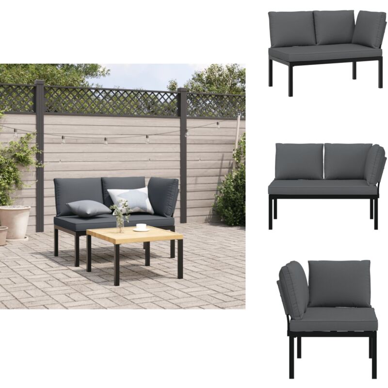 Banc de jardin avec coussins noir aluminium - Banc De Jardin - Meuble De Jardin - Mobilier Extérieur - Chaise Extérieure - Assise Confortable