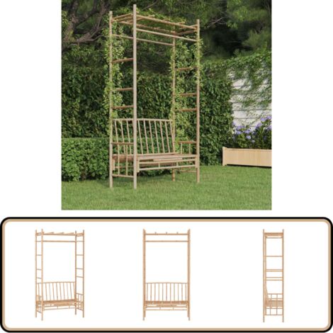 Banc de jardin avec pergola 116 cm Bambou - Banc De Jardin - Meuble De Jardin - Mobilier De Jardin - Pergola - Bambou
