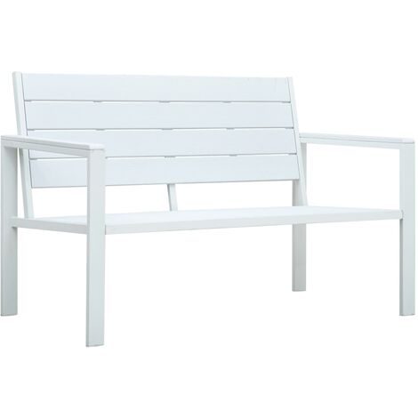 Banc de jardin, Banc de jardin, Banquette design contemporain 120 cm PEHD Blanc Aspect de bois NKK87905