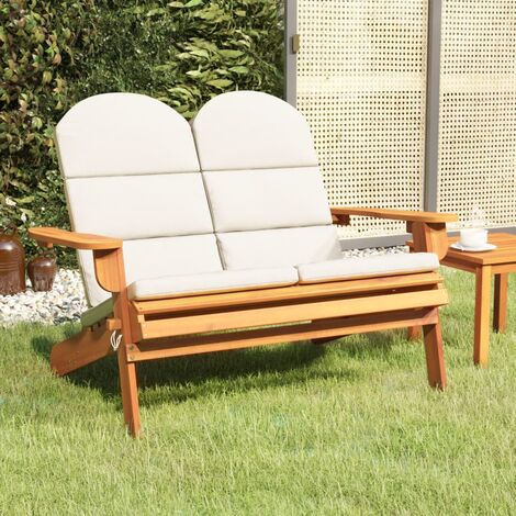 Banc de jardin  Banc d'extérieur Banquette Adirondack et coussins 126 cm bois massif acacia 30052