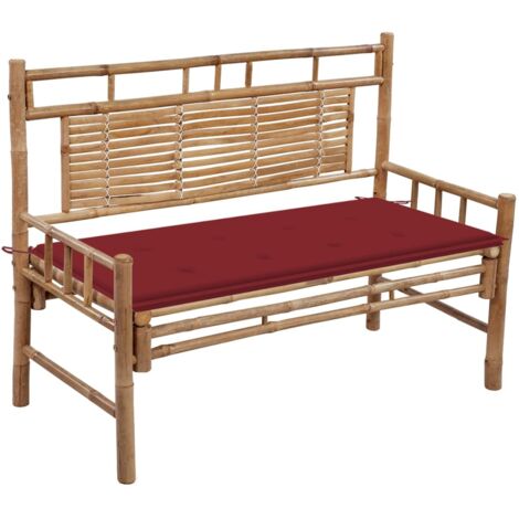 Banc de jardin  Banc d'extérieur Banquette avec coussin 120 cm Bambou 51723