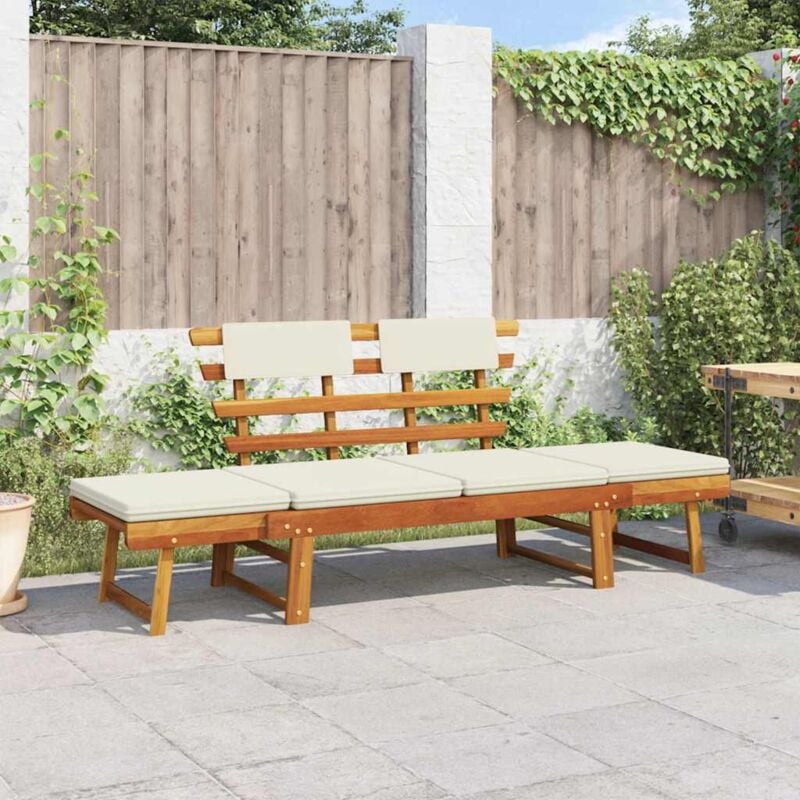 Banc de jardin Banc d'extérieur Banquette avec coussins 2-en-1 190 cm Bois solide d'acacia 94697