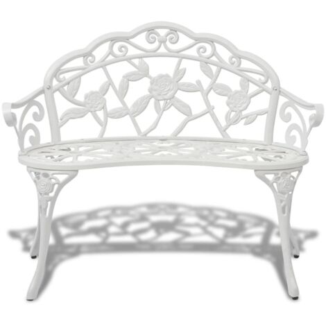 Banc de jardin  Banc extérieur  Banquette de jardin 100 cm Aluminium coulé Blanc