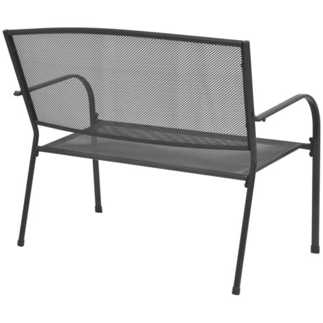 Banc de jardin  Banc extérieur  Banquette de jardin 108 cm acier et maille anthracite