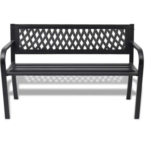 Banc de jardin  Banc extérieur  Banquette de jardin 118 cm Acier Noir