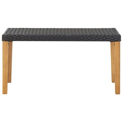 Banc de jardin  Banc extérieur  Banquette de jardin 120 cm Noir Résine tressée et bois d'acacia