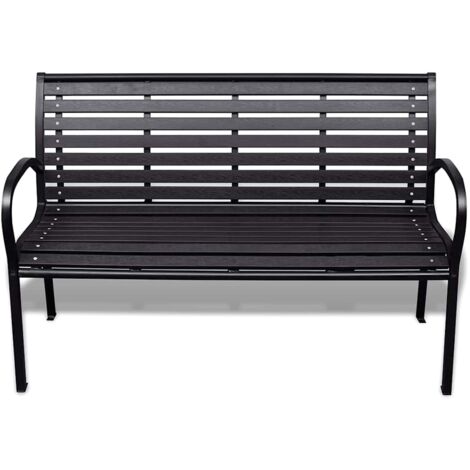Banc de jardin  Banc extérieur  Banquette de jardin 125 cm acier et WPC noir