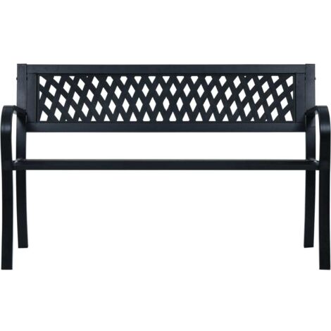 Banc de jardin  Banc extérieur  Banquette de jardin 125 cm Noir Acier