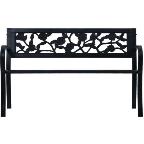 Banc de jardin  Banc extérieur  Banquette de jardin 125 cm Noir Acier
