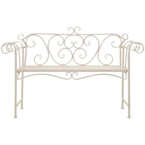 Banc de jardin  Banc extérieur  Banquette de jardin 132 cm Métal Antique Blanc