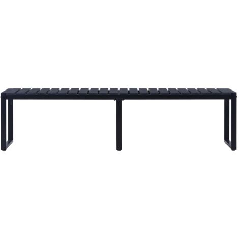 Banc de jardin  Banc extérieur  Banquette de jardin 180 cm Panneau PS Noir