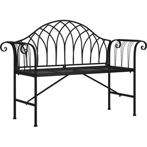 Banc de jardin  Banc extérieur  Banquette de jardin 2 places 128 cm Noir Acier
