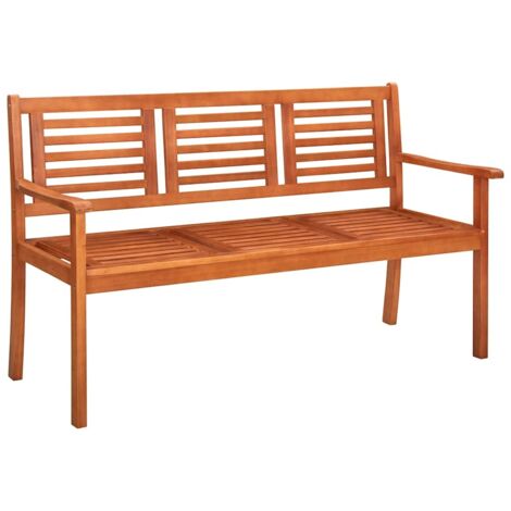 Banc de jardin  Banc extérieur  Banquette de jardin 3 places avec coussin 150 cm Bois d'eucalyptus