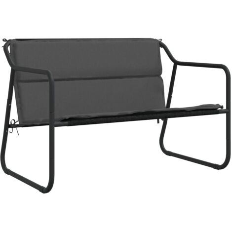 Banc de jardin  Banc extérieur  Banquette de jardin à 2 places avec coussin anthracite acier