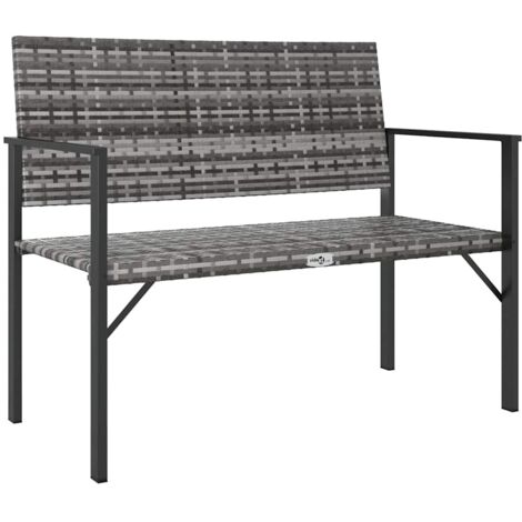 Banc de jardin  Banc extérieur  Banquette de jardin à 2 places gris résine tressée