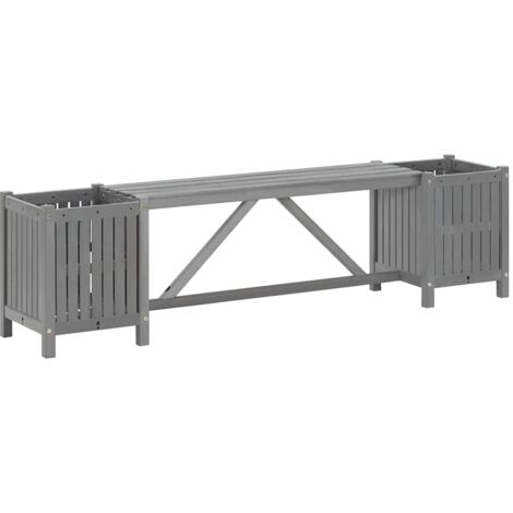 Banc de jardin  Banc extérieur  Banquette de jardin avec 2 jardin  Banc extérieur  Banquette de jardinières 150 cm bois d'acacia gris