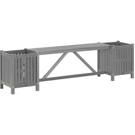 Banc de jardin, Banc exterieur, Banquette de jardin avec 2 jardinières 150 cm bois d'acacia gris togp28501 DESIGN IN