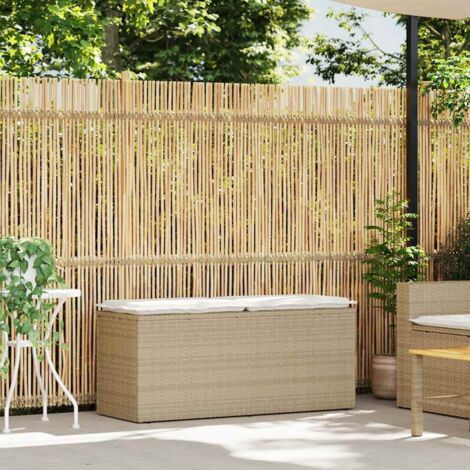 Banc de jardin  Banc extérieur  Banquette de jardin avec coussin beige 110x40x44 cm résine tressée