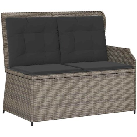 Banc de jardin  Banc extérieur  Banquette de jardin avec coussin Gris polyrotin