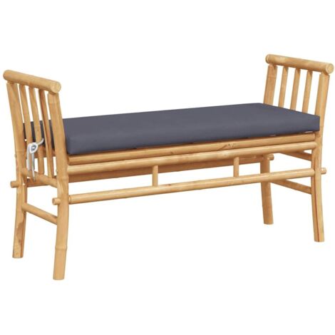 Banc de jardin  Banc extérieur  Banquette de jardin avec coussin Marron 110 x 38 x 65cm Bambou