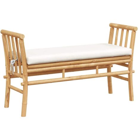 Banc de jardin  Banc extérieur  Banquette de jardin avec coussin Marron 110 x 38 x 65cm Bambou