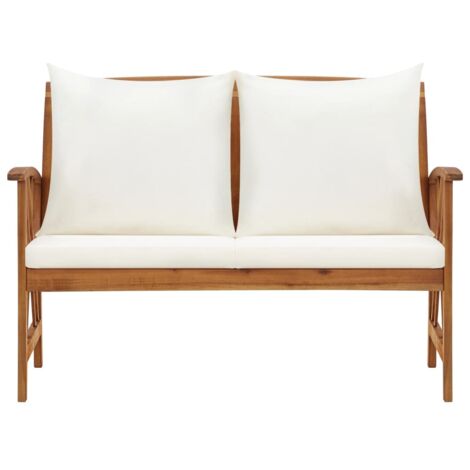 Banc de jardin  Banc extérieur  Banquette de jardin avec coussins 119 cm Bois solide d'acacia
