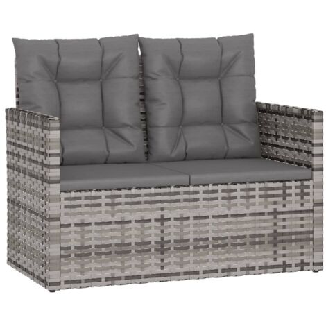 Banc de jardin  Banc extérieur  Banquette de jardin avec coussins Gris 105 cm Résine tressée