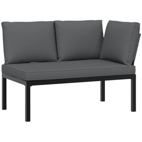 Banc de jardin  Banc extérieur  Banquette de jardin avec coussins noir aluminium