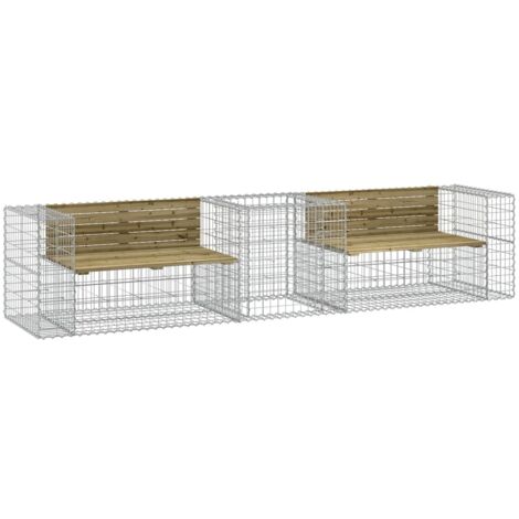 Banc de jardin  Banc extérieur  Banquette de jardin avec panier en gabion bois de pin imprégné
