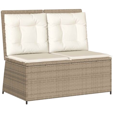 Banc de jardin  Banc extérieur  Banquette de jardin Beige polyrotin