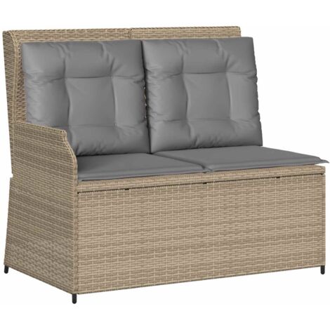 Banc de jardin  Banc extérieur  Banquette de jardin Beige polyrotin