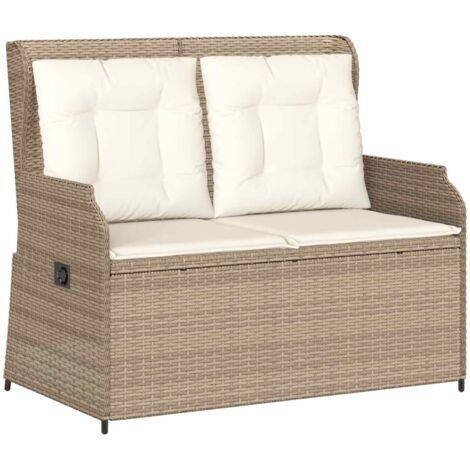 Banc de jardin  Banc extérieur  Banquette de jardin Beige polyrotin