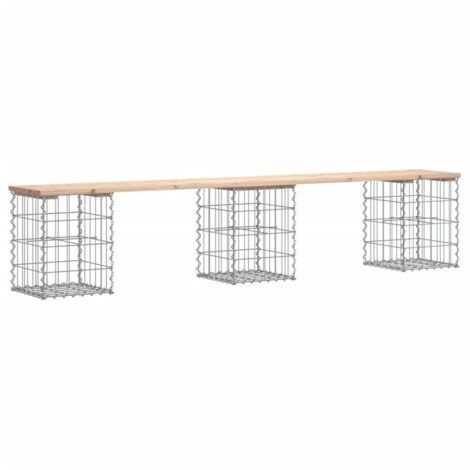 Banc de jardin  Banc extérieur  Banquette de jardin design de gabion 203x31x42 cm bois massif de pin