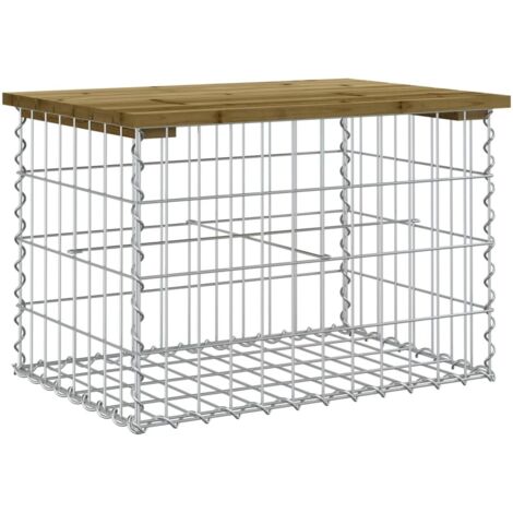 Banc de jardin  Banc extérieur  Banquette de jardin design gabion 63x44x42 cm bois de pin imprégné