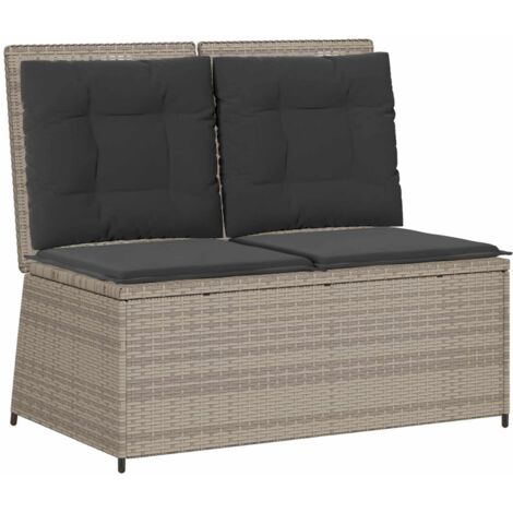 Banc de jardin  Banc extérieur  Banquette de jardin Gris clair polyrotin