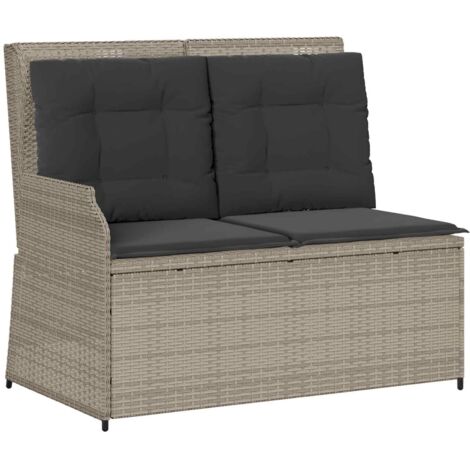 Banc de jardin  Banc extérieur  Banquette de jardin Gris clair polyrotin