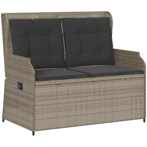 Banc de jardin  Banc extérieur  Banquette de jardin Gris clair polyrotin