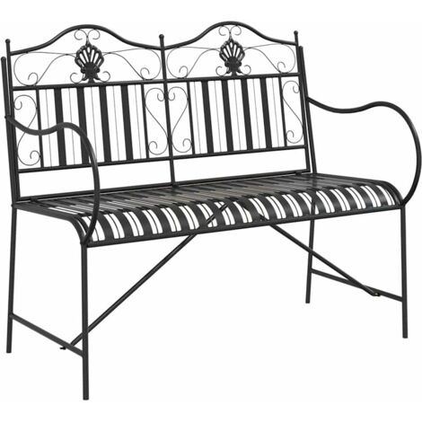 Banc de jardin  Banc extérieur  Banquette de jardin Noir 103,5 x 59 x 89 cm Acier